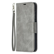 Samsung Galaxy A52 / A52s Hoesje - MobyDefend Wallet Book Case Met Koord - Grijs