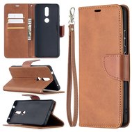 Nokia 2.4 hoesje, MobyDefend Wallet Book Case Met Koord, Bruin