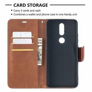 Nokia 2.4 hoesje, MobyDefend Wallet Book Case Met Koord, Bruin