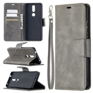 Nokia 2.4 hoesje, MobyDefend Wallet Book Case Met Koord, Grijs