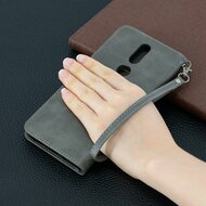 Nokia 2.4 Hoesje - MobyDefend Wallet Book Case Met Koord - Grijs