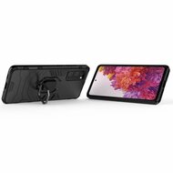 Samsung Galaxy S20 FE Hoesje - MobyDefend Dubbelgelaagde Pantsercase Met Standaard - Zwart
