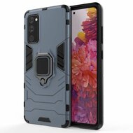 Samsung Galaxy S20 FE Hoesje - MobyDefend Dubbelgelaagde Pantsercase Met Standaard - Navy Blauw