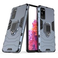 Samsung Galaxy S20 FE Hoesje - MobyDefend Dubbelgelaagde Pantsercase Met Standaard - Navy Blauw