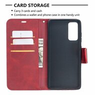 Samsung Galaxy S20 FE hoesje, MobyDefend Wallet Book Case Met Koord, Rood