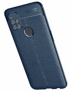 OnePlus Nord N10 hoesje, MobyDefend TPU Gelcase, Lederlook, Navy blauw