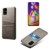 Samsung Galaxy M11 / A11 hoesje, MobyDefend Lederen Backcover Met Vakjes Voor Pasjes, Grijs