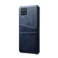 Samsung Galaxy A12 / M12 hoesje, MobyDefend Lederen Backcover Met Vakjes Voor Pasjes, Blauw
