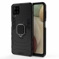 Samsung Galaxy A12 / M12 Hoesje - MobyDefend Dubbelgelaagde Pantsercase Met Standaard - Zwart