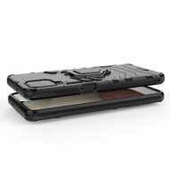 Samsung Galaxy A12 / M12 Hoesje - MobyDefend Dubbelgelaagde Pantsercase Met Standaard - Zwart
