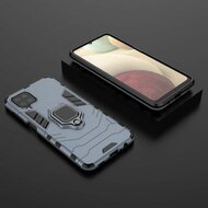 Samsung Galaxy A12 / M12 Hoesje - MobyDefend Dubbelgelaagde Pantsercase Met Standaard - Navy blauw