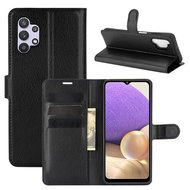 Samsung Galaxy A32 (4G) Hoesje - MobyDefend Kunstleren Wallet Book Case (Sluiting Voorkant) - Zwart
