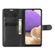 Samsung Galaxy A32 (4G) hoesje, MobyDefend Kunstleren Wallet Book Case, Zwart