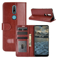 Nokia 2.4 hoesje, MobyDefend Wallet Book Case (Sluiting Achterkant), Bruin