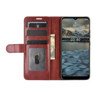 Nokia 2.4 Hoesje - MobyDefend Wallet Book Case (Sluiting Achterkant) - Bruin
