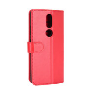 Nokia 2.4 hoesje, MobyDefend Wallet Book Case (Sluiting Achterkant), Rood