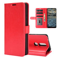 Nokia 2.4 hoesje, MobyDefend Wallet Book Case (Sluiting Achterkant), Rood