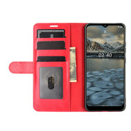 Nokia 2.4 Hoesje - MobyDefend Wallet Book Case (Sluiting Achterkant) - Rood