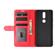 Nokia 2.4 hoesje, MobyDefend Wallet Book Case (Sluiting Achterkant), Rood