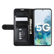 Samsung Galaxy S20 FE Hoesje - MobyDefend Wallet Book Case (Sluiting Achterkant) -  Zwart