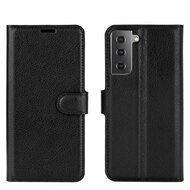 Samsung Galaxy S21 hoesje, MobyDefend Kunstleren Wallet Book Case, Zwart