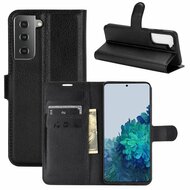 Samsung Galaxy S21 Hoesje - MobyDefend Kunstleren Wallet Book Case (Sluiting Voorkant) - Zwart