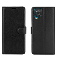 Samsung Galaxy A12 / M12 hoesje, MobyDefend Kunstleren Wallet Book Case, Zwart