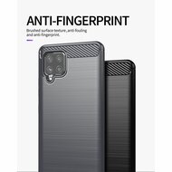 Samsung Galaxy A42 hoesje, MobyDefend TPU Gelcase, Geborsteld Metaal + Carbonlook, Grijs