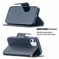 Apple iPhone 12 Mini hoesje, MobyDefend Wallet Book Case Met Koord, Zwart