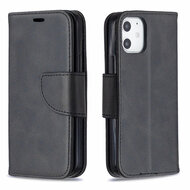 Apple iPhone 12 Mini hoesje, MobyDefend Wallet Book Case Met Koord, Zwart