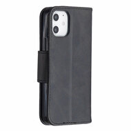 Apple iPhone 12 Mini hoesje, MobyDefend Wallet Book Case Met Koord, Zwart