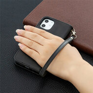 Apple iPhone 12 Mini Hoesje - MobyDefend Wallet Book Case Met Koord - Zwart