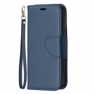 Apple iPhone 12 Mini Hoesje - MobyDefend Wallet Book Case Met Koord - Blauw