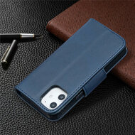 Apple iPhone 12 Mini Hoesje - MobyDefend Wallet Book Case Met Koord - Blauw