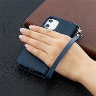 Apple iPhone 12 Mini Hoesje - MobyDefend Wallet Book Case Met Koord - Blauw