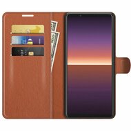 Sony Xperia 1 III hoesje, MobyDefend Kunstleren Wallet Book Case, Bruin