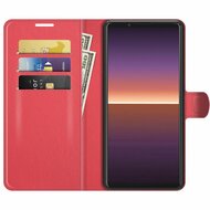 Sony Xperia 1 III hoesje, MobyDefend Kunstleren Wallet Book Case, Rood