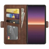Sony Xperia 1 III Hoesje - MobyDefend Luxe Wallet Book Case (Sluiting Zijkant) - Bruin