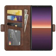 Sony Xperia 1 III hoesje, MobyDefend Luxe Wallet Book Case (Sluiting Zijkant), Bruin