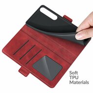 Sony Xperia 1 III Hoesje - MobyDefend Luxe Wallet Book Case (Sluiting Zijkant) - Rood