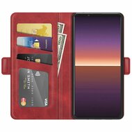 Sony Xperia 1 III Hoesje - MobyDefend Luxe Wallet Book Case (Sluiting Zijkant) - Rood