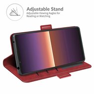 Sony Xperia 1 III Hoesje - MobyDefend Luxe Wallet Book Case (Sluiting Zijkant) - Rood
