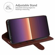 Sony Xperia 1 III Hoesje - MobyDefend Wallet Book Case (Sluiting Achterkant) - Bruin