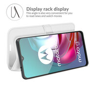 Motorola Moto G30 / G20 / G10 hoesje, MobyDefend Wallet Book Case (Sluiting Achterkant), Wit