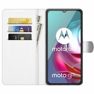Motorola Moto G30 / G20 / G10 hoesje, MobyDefend Kunstleren Wallet Book Case, Wit