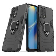 Oppo A74 4G Hoesje - MobyDefend Dubbelgelaagde Pantsercase Met Standaard - Zwart