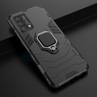 Oppo A74 4G Hoesje - MobyDefend Dubbelgelaagde Pantsercase Met Standaard - Zwart