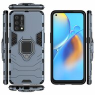 Oppo A74 4G hoesje, MobyDefend Dubbelgelaagde Pantsercase Met Standaard, Navy blauw