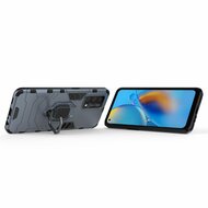 Oppo A74 4G Hoesje - MobyDefend Dubbelgelaagde Pantsercase Met Standaard - Navy blauw