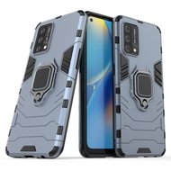 Oppo A74 4G hoesje, MobyDefend Dubbelgelaagde Pantsercase Met Standaard, Navy blauw